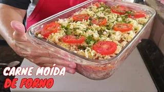 Assado de carne moida recheada