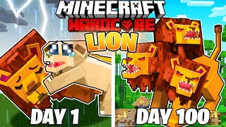 I Survived 100 DAYS as a LION in HARDCORE Minecraft!