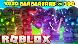 4 VOID BARBARIANS vs 100 PLAYERS... (Roblox Bedwars)