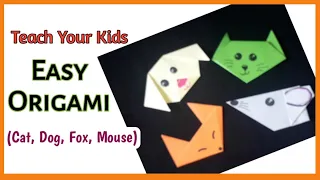 Paper Folding Craft For Kids | Easy Origami - Dog, Cat, Fox, Mouse | Summer Craft Ideas for kids