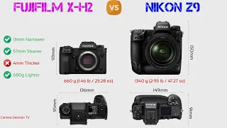 Fujifilm X-H2 Size Comparison with 20 Most Popular Competitor Cameras