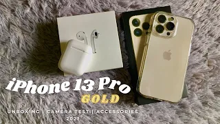 iPhone 13 Pro (Gold) | Unboxing + Camera Test & Accessories ✨