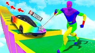 REGENBOGEN SPIDERMAN schafft die TREPPE in GTA 5!