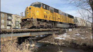 WSOR empty grain train chase on the Prairie sub with a rare SD60M leader