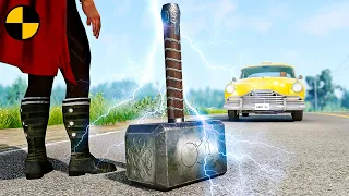 Cars vs Thor's Hammer Mjölnir 😱 BeamNG.Drive