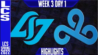 CLG vs C9 Highlights | LCS Spring 2022 W3D1 | Counter Logic Gaming vs Cloud 9