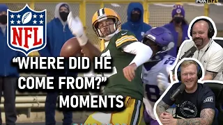 NFL "Where did he come from?" Moments REACTION!! | OFFICE BLOKES REACT!!