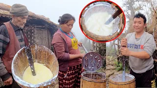 helping to old uncle to Make butter || Bhumi & sarmila ||
