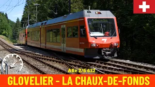 Cab Ride Glovelier - La Chaux-de-Fonds (Jura Railways, Switzerland) train driver's view in 4K