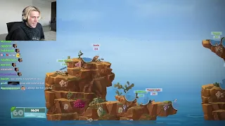 xQc Plays Worms W.M.D with Friends!