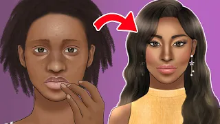 [ASMR]  dark skin girl makeup animation