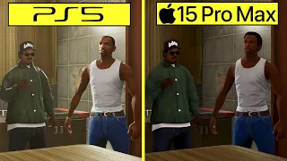 GTA San Andreas The Definitive Edition iPhone 15 Pro Max vs PS5 Graphics Comparison | Mobile vs PS5