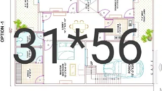 31*56 house plan | 2D | 3D Designs