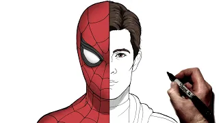 How To Draw Spiderman/Peter Parker | Step By Step | Marvel