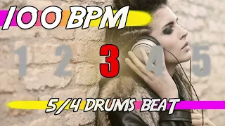 ✅ 100 BPM - 5/4 Drums Beat 🥁 Ten minutes backing track