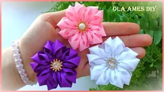 😍Ух ты! Такие Красивые ЦВЕТЫ из ЛЕНТ за 5 МИНУТ ❤️️DIY Ribbon Flowers/ Flores de Fita/Ola ames DIY