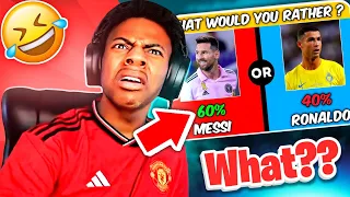 IshowSpeed🤣 in the most difficult choices **WHAT WOULD YOU RATHER ?** Messi or Ronaldo 🔥