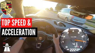 Porsche 911 Carrera (2017) ACCELERATION ON GERMAN AUTOBAHN