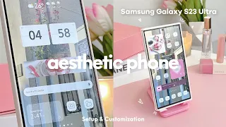 how to make your android phone aesthetic 🧸🎀 ( Samsung Galaxy S23 Ultra )  setup & customization 💕