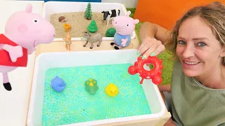 Spielspaß mit Peppa Wutz. Nicole bereitet für Peppa und Schorsch ein Quiz vor. Spielzeug Video