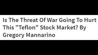 Is This "Teflon" Stock Market About To Fall? By Gregory Mannarino