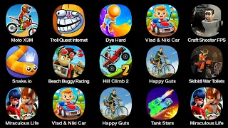 Troll Quest Internet,Tank Stars,Skibidi War Toilets,Miraculous Life,Dye Hard,Beach Buggy Racing