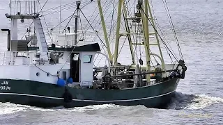 Krabben Kutter JAN POG1 DQQH MMSI 211590000 shrimp trawler Pogum Emden fishery vessel Dollart Ems