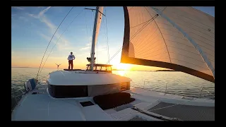 Sunset Sailing on a Lagoon 52S | Sailing around Sweden Vlog 17