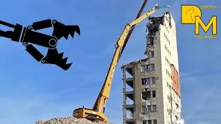 POWERFUL CATERPILLAR 385C HIGH REACH DEMOLITION EXCAVATOR RIPPING DOWN BUILDING DREAM MACHINES