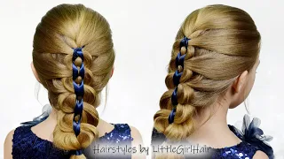 Last-Minute Holiday Hairstyles with Ribbon | Hair Tutorial | Winter Hairstyles by LittleGirlHair