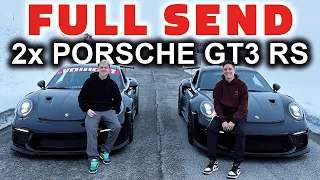 2x BLACK 991.2 GT3RS TANDEM DRIFTING IN THE MOUNTAINS - Porsche TOUGE run - OG Schaefchen