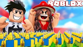 Who can build the BIGGEST NOOB ARMY in 30 minutes?! (Roblox Noob Army Tycoon)