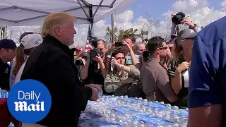 Trump and Melania meet with Hurricane survivors in Florida