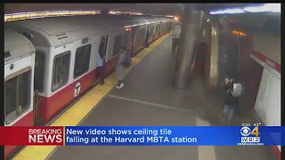 New video shows ceiling tile fall at Harvard MBTA station