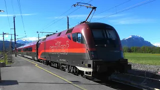 Klaus Vlbg: Railjet, Cityjet, Graffiti D-Zug, Güterzug an Bahnbaustelle