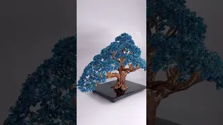 #bonsai #art #handmade #craft #exclusive #tree #blue #beadwork #decoration