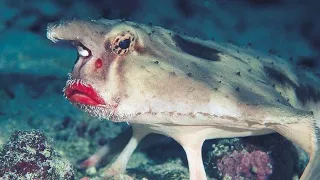 Red Lipped Batfish - unusual walking fish in ocean