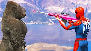 GTA 5 Funny Ragdolls SPIDERMAN VS GORILLA Jumps & Fails (GTA 5 Euphoria Physics, Funny Moments)