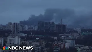 Explosions and smoke seen across Kyiv as Russia launches massive air attack
