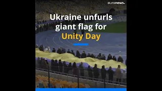 Ukraine unfurls giant flag for Unity Day