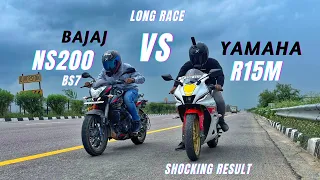 2023 Bajaj Pulsar Ns200 Bs7 Vs Yamaha R15M Anniversary Edition Long Highway Race | Shocking Results