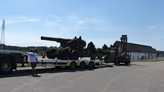 MM Park France - déchargement obusier M115 américain, calibre 203mm (M115 8 Inch Howitzer) de 1944