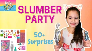 BARBIE Color Reveal SLUMBER PARTY FUN 50+ Surprises/ Unboxing and Play Time