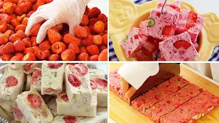 Satisfying Relaxing Video|🍓🍩🍪🥮🥧Unboxing - Making Snacks |Strawberry Nougat|Asmr|Tiktok