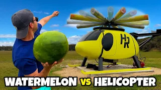 250kph Baseball Bat Helicopter Vs. Watermelon (13,000fps Slow Mo)