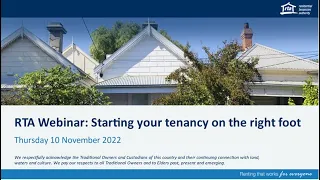 RTA Webinar: Starting your tenancy off on the right foot