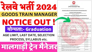 रेलवे ट्रेन मैनेजर भर्ती 2024 | Railway New Vacancy  | Railway New Recruitment | Railway Recruitment