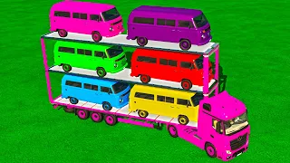 CARS OF COLORS! CARS TRANSPORTING TO THE PARKING Farming Simulator 22 | FarmYA