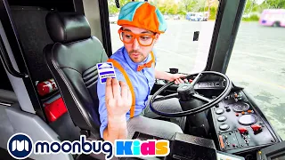 Blippi Explores a Bus | Blippi | Kids Songs | Moonbug Kids