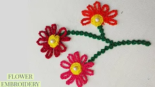 how to  make crochet flower | easy crochet flower | flower embroidery tutorial | flower stitch |